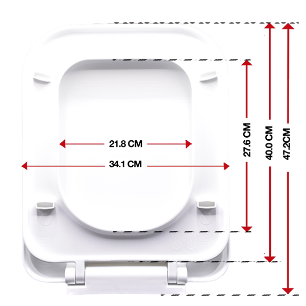 اندازه درب توالت فرنگی سنی پلاستیک مدل اسپا